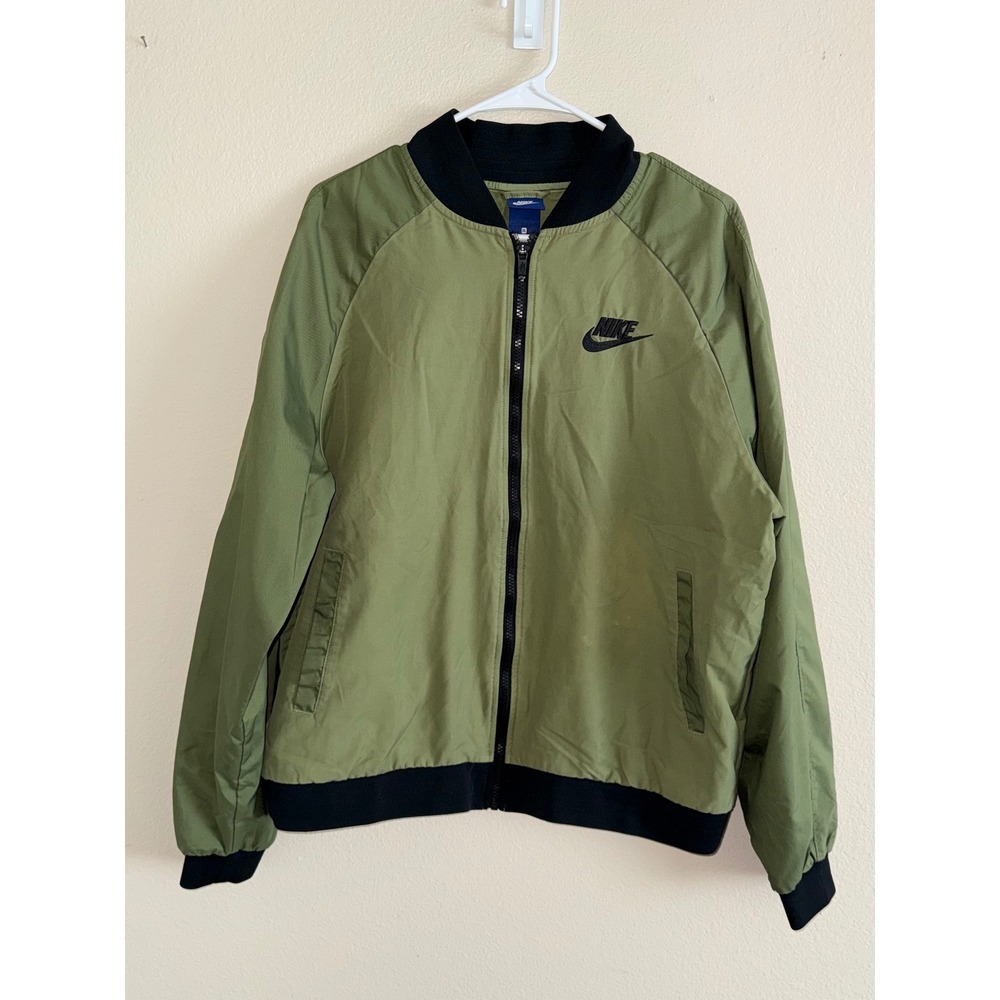 Nike Sportswear Women's Bomber Jacket Olive Green Black Full Zip XL 832224-387